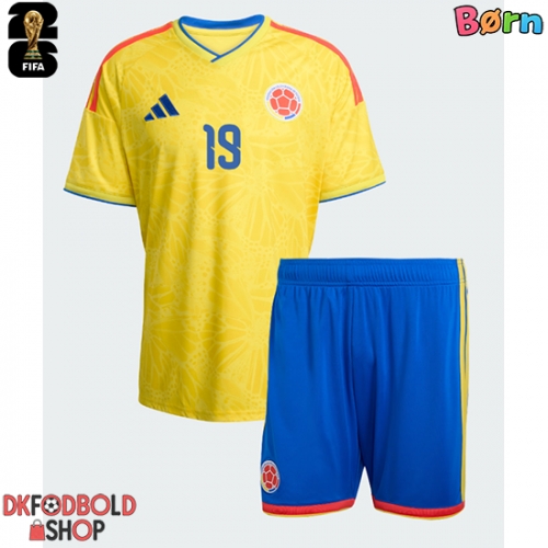 Colombia Rafael Santos Borre #19 Hjemmebanesæt Børn VM 2026 Kort ærmer (+ korte bukser)